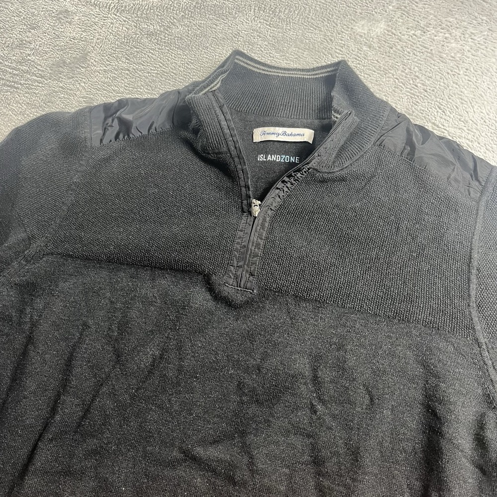 Tommy Bahama Pullover Mens Medium Gray Quarter Zip Long Sleeve Island Zone‎